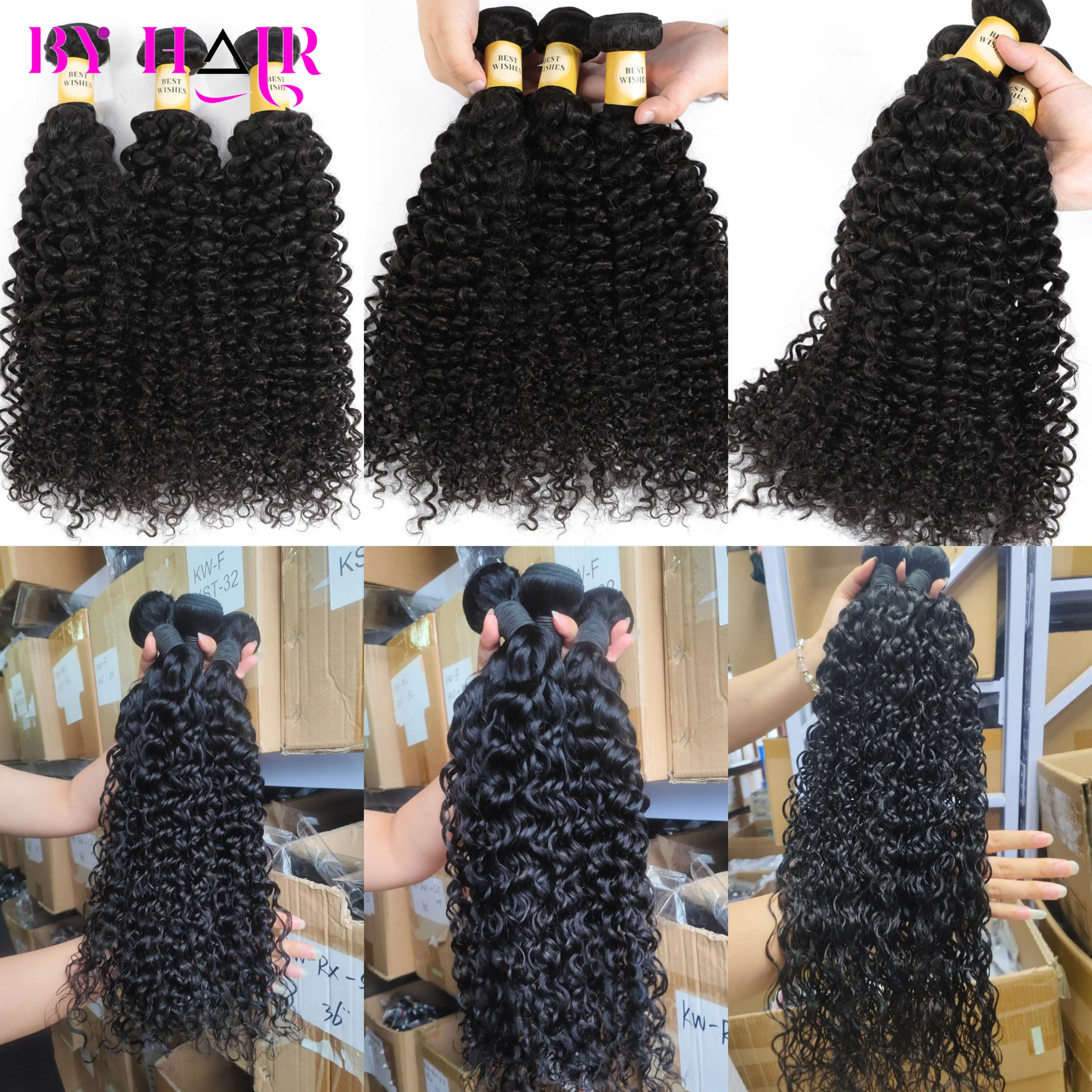 12a Watergolf Menselijk Haar Bundels Krullend Haar Bundels Braziliaanse Natte En Golvende Natuurlijke Zwarte Remy Haar 100% Human Hair Extensions