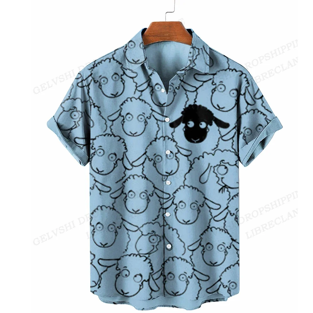 Summer Men's Hawaiian Short Sleeve Printed Shirts Loose Fitting Oversized Social Cartoon Pictures Casual Fashion Animal Clothing