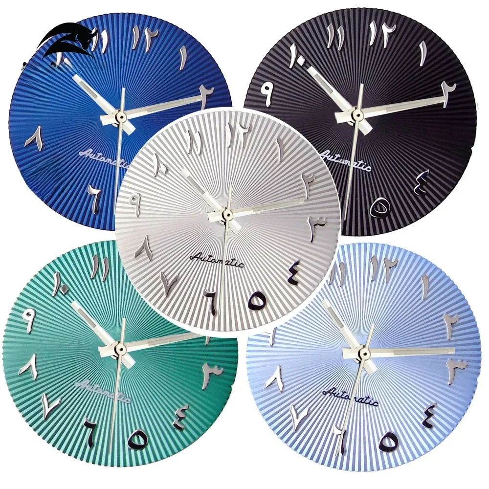 MATELION Cyfry arabskie 29 mm Czarny Niebieski Zielony Sunburst Tarcza zegarka pasuje do NH35 NH36 NH38 PT5000 Miyota Automatyczne męskie zegarki Część — zdjęcie 2