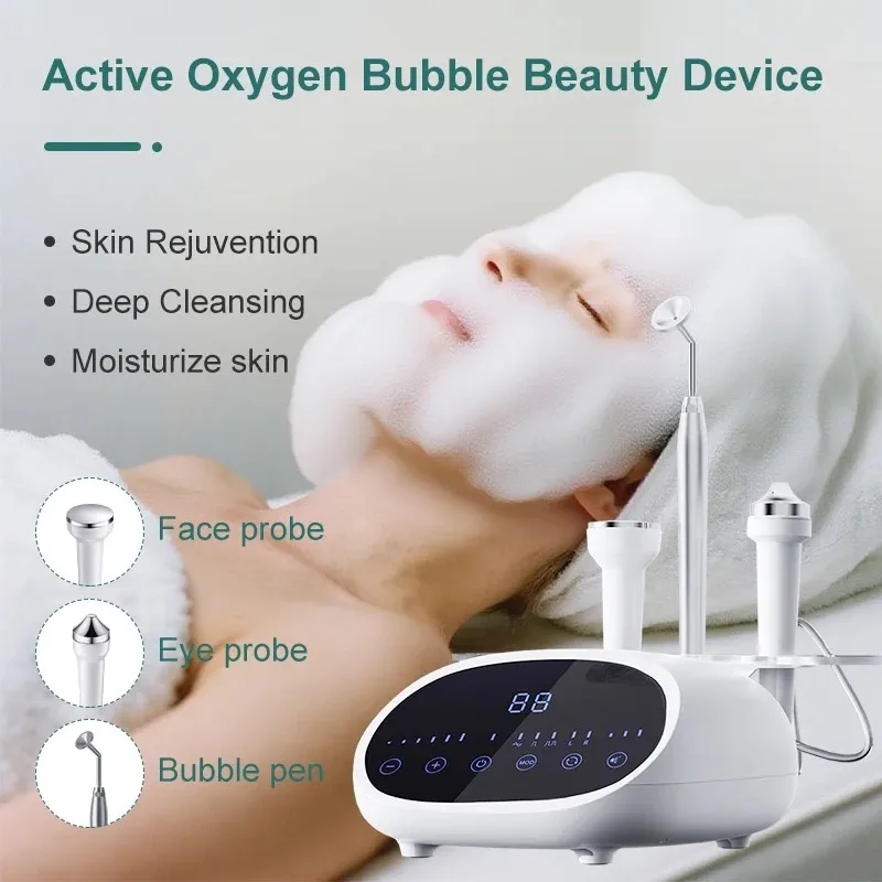3 IN 1 Active Oxygen Bubble Beauty Device Facial Bubble Cleansing Beauty Device 3 Levels of Foaming Speed Deep Cleanse Pore