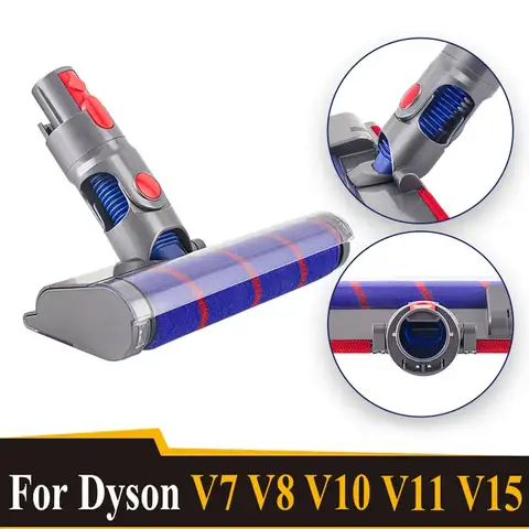 Soft Roller Brush Head For Dyson V7 V8 V10 V11 SV12 V15 Cordless Stick Vacuum Cleaners Parts Hardwood Floor Attachment
