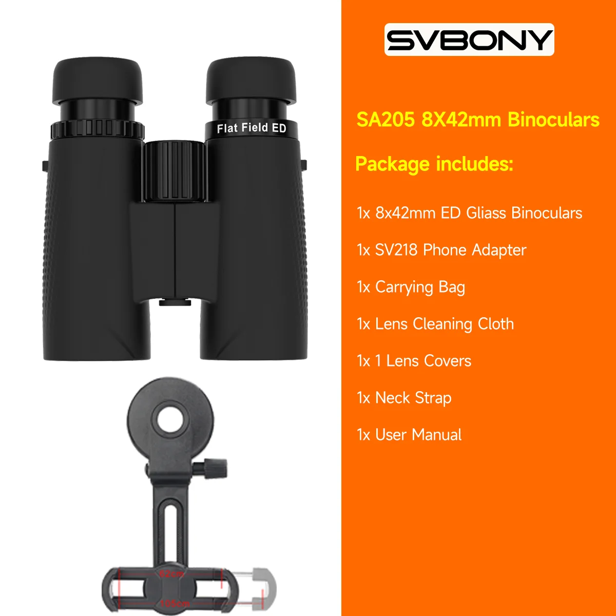 SVBONY SA205 8x42 ED vlakveldverrekijker IP67 waterdicht en Bk-4 prisma