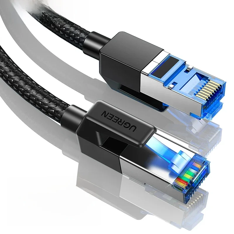 UGREEN CAT8 Kabel Ethernet 40 Gb/s 2000 MHz CAT 8 Sieciowy Kabel Internetowy z Bawełnianą Oplotką do PC Laptopa PS5 4 RJ45 — zdjęcie produktu 7