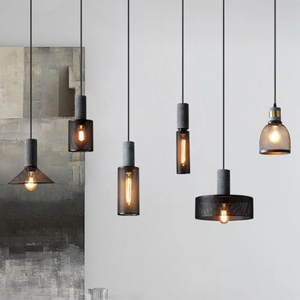 

Lampes suspendues en ciment en fer nordique style industriel Vintage loft escaliers luminaire de chevet restaurant café lampe