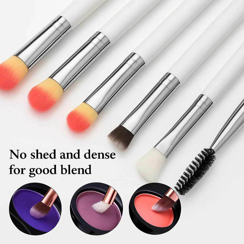 7-teiliges Augen-Make-up-Pinsel-Set mit 2 Make-up-Schwämmen, Misch-Lidschatten-Make-up-Pinseln für Concealer, Augenbrauen, Eyeliner, Make-up-Tools