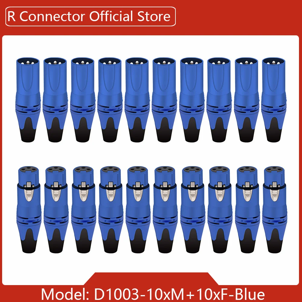 20 stücke/10 sätze Bunte 3Pin XLR Weibliche + Stecker 3 Pole XLR Buchse Mikrofon Stecker Kanone MIC Audio kabel Draht Anschlüsse 7