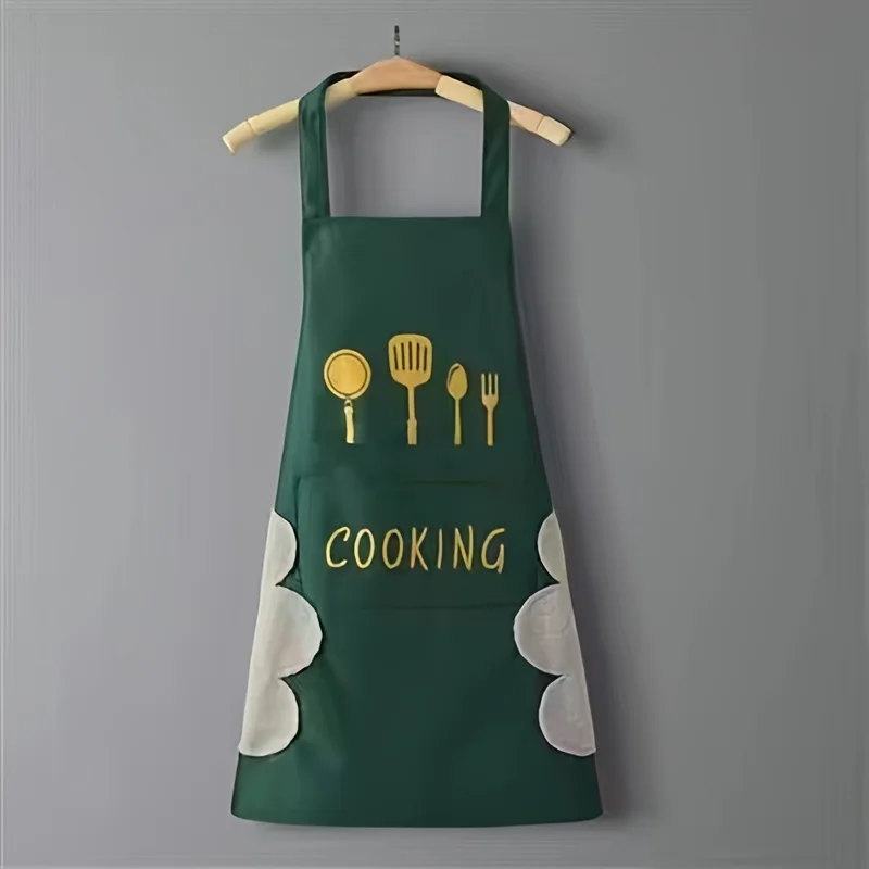 1pc Kitchen Apron, Unisex Adjustable Cooking Apron, Household Solid Color Apron,Adult Pocket Apron, Kitchen Supplies