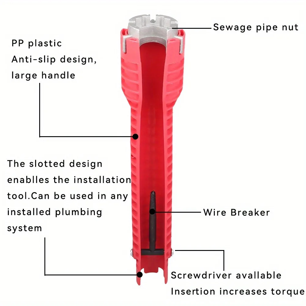 8-in-1 Multi-Functional Sink Wrench, Durable PP Material, Waterproof Handle, Universal Tool for Faucet & Valve Maintenance image 3