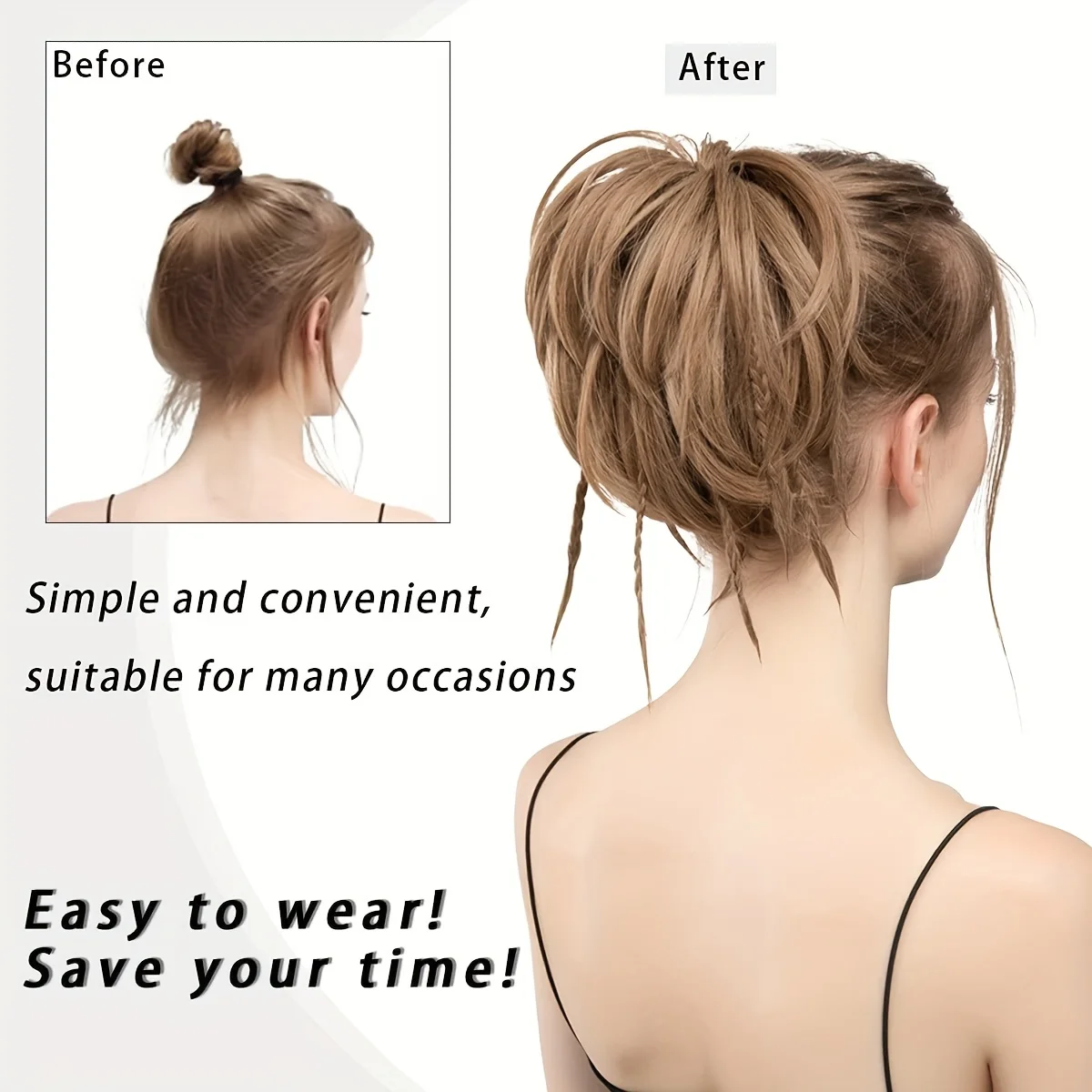 Cabelo desgrenhado bagunçado coque de borracha scrunchie sintético ondulado extensões de coque elástico chignon instantâneo rabo de cavalo updo para mulher