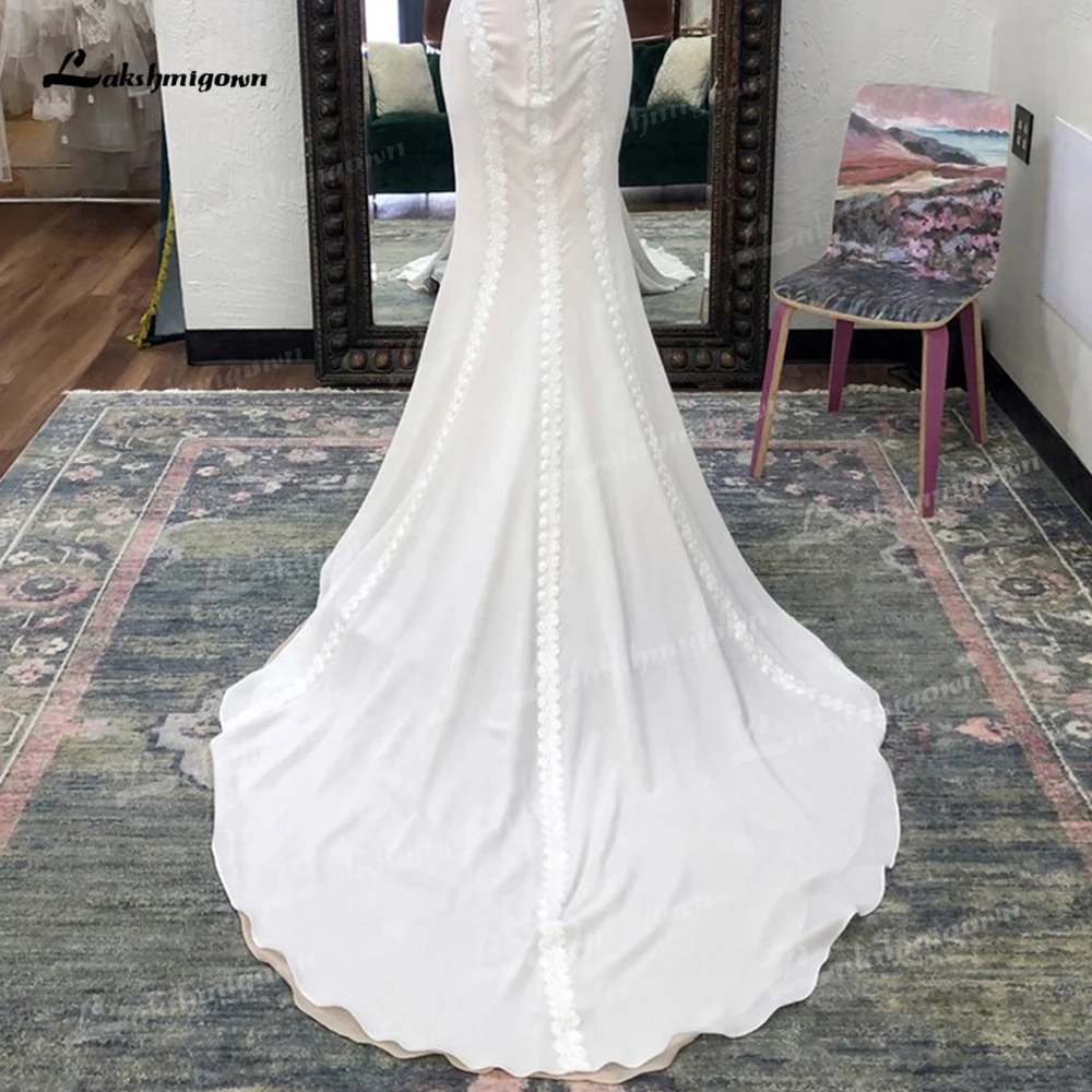 Robe De mariée en dentelle style sirène, style Boho, col rond, épaules dénudées, dos ouvert, Sexy, pour femmes