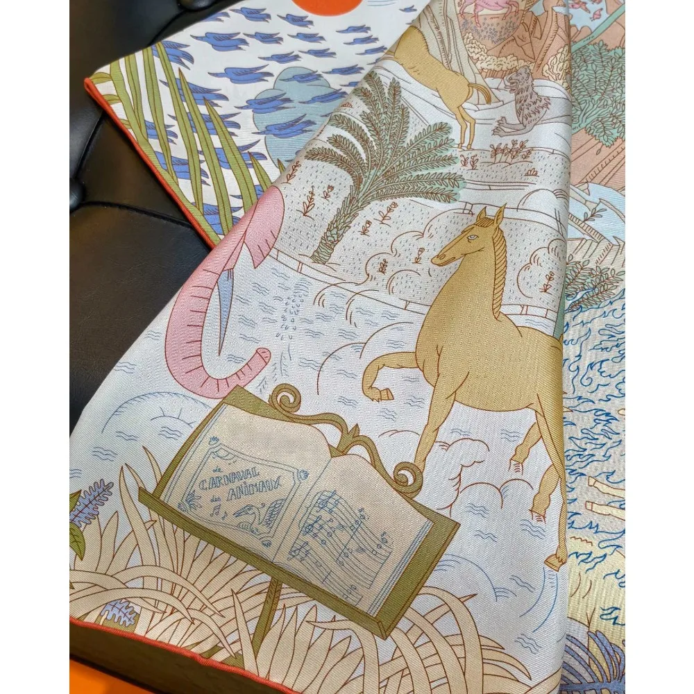 

New Double-sided Twill Silk Scarf 90x90cm Square Soft Silky Elegant Accessories Retro Style Low-key Luxury Best Gift Choice