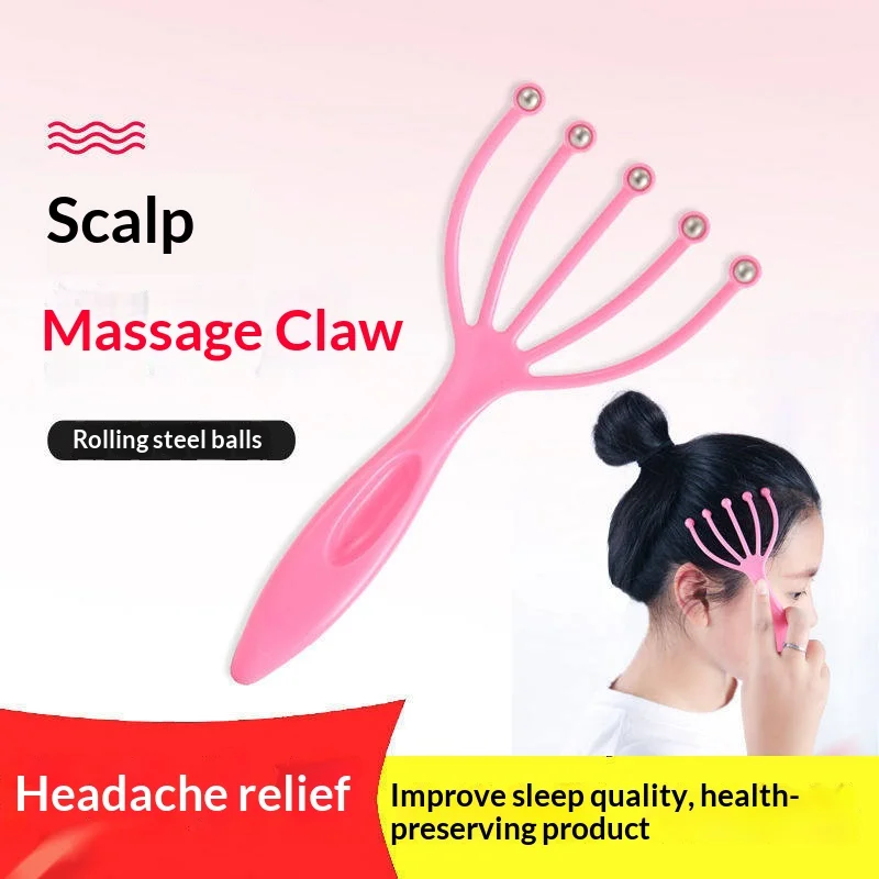 2PCS Manual 5‑Claw Roller Scalp Massager Hair Scratcher for Stress Fatigue Relief Head Relaxation Care Tool