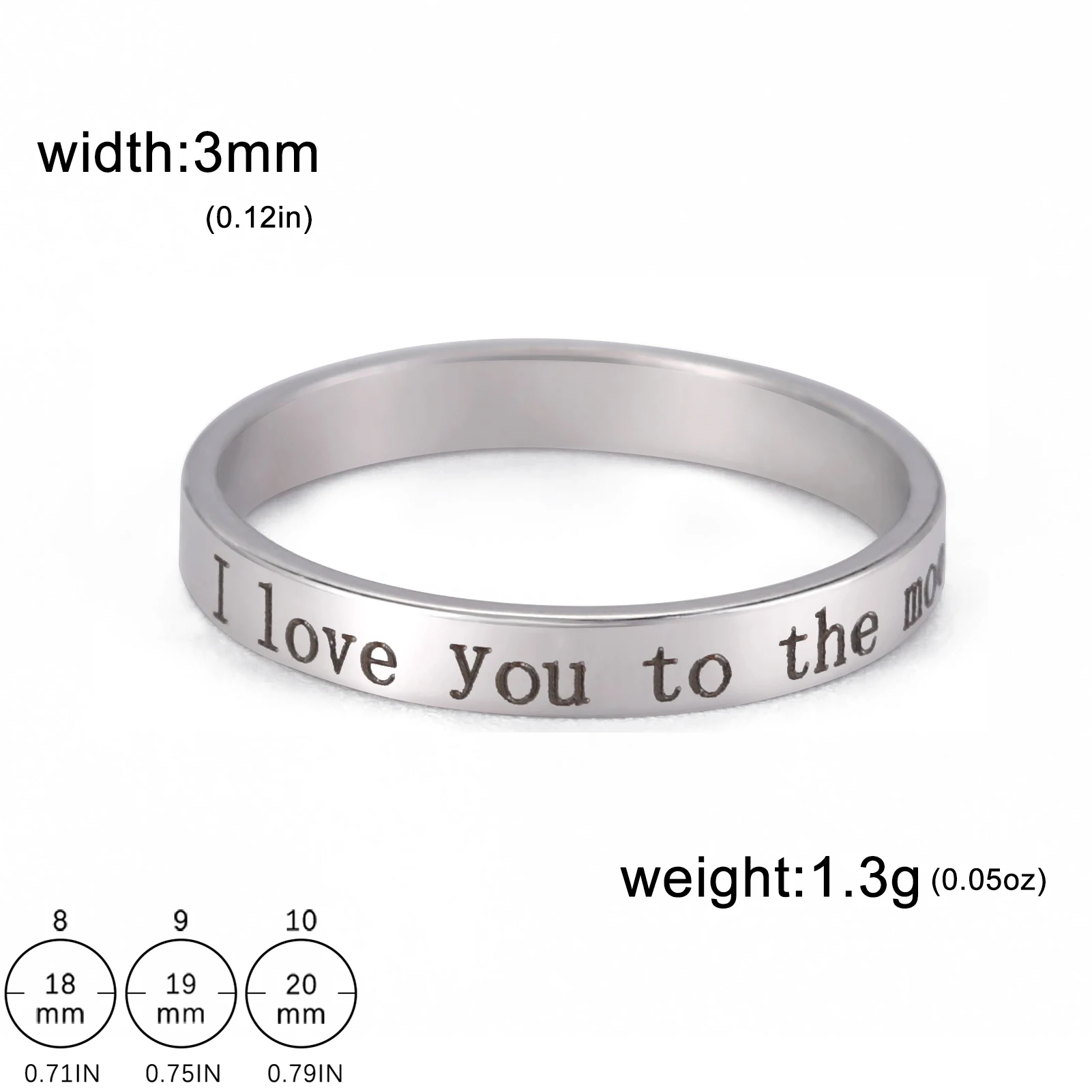 Cooltime Positive Words Inspirierender Ring für Damen und Herren, Edelstahl-Fingerringe, Modeschmuck, Freundschaft, Verlobungsgeschenk – Detail 13