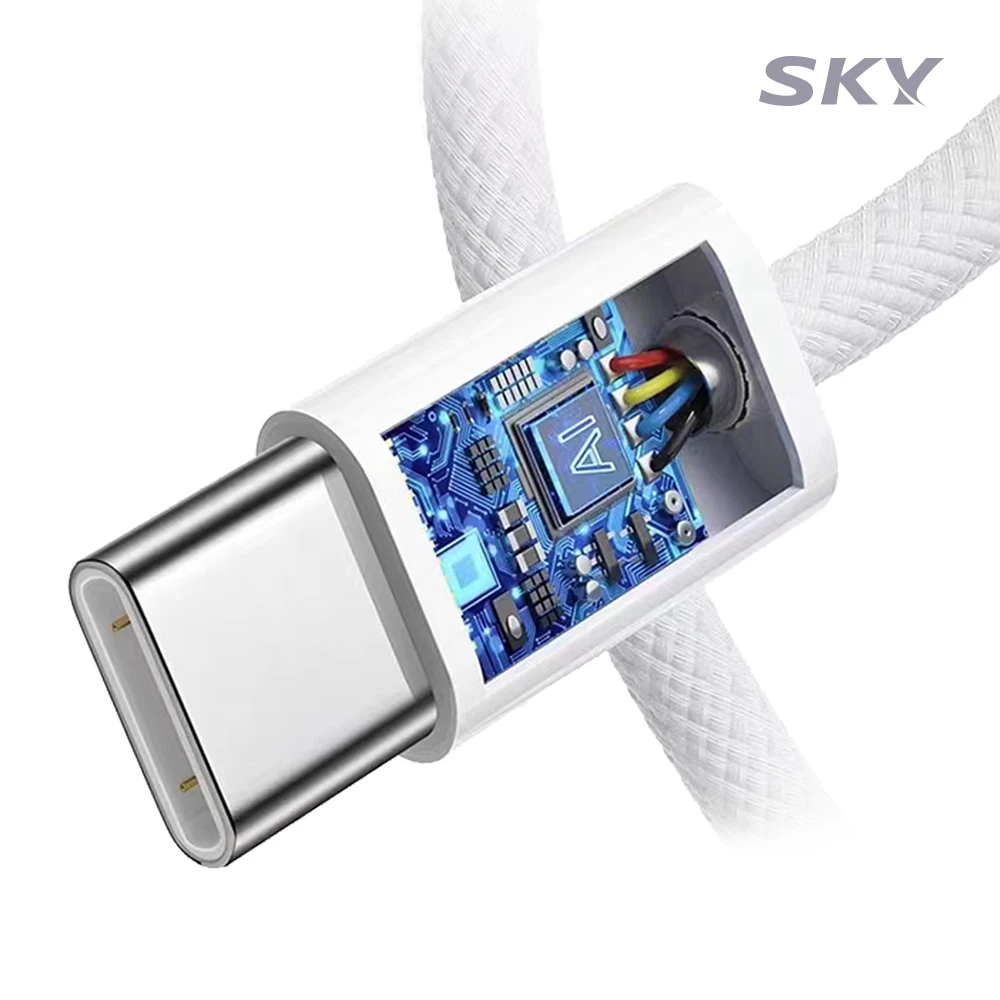 [2EA] كابل شحن سريع من النوع SKY 240 وات PD3.1 C إلى C من القماش عالي الجودة بطول 1 متر