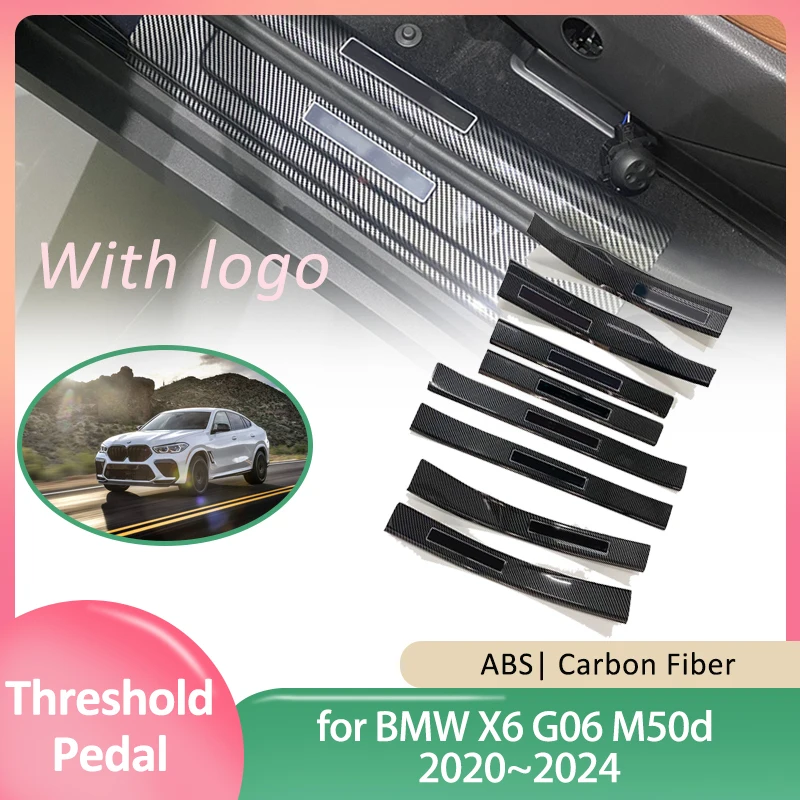 

Накладка на порог двери автомобиля для BMW X6 G06 M50d 2020 ~ 2024 2021 ABS Защитная Накладка на порог приветственной педали наклейки аксессуары
