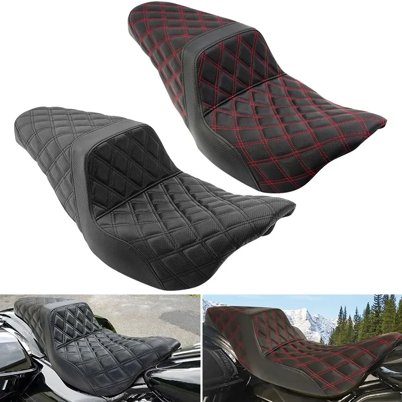 Motorrad Zwei-Up Sitz Vorne Hinten Fahrer Passagier Kissen Sitz Für Harley Touring Electra Street Glide Road King FLTRX 2009-23