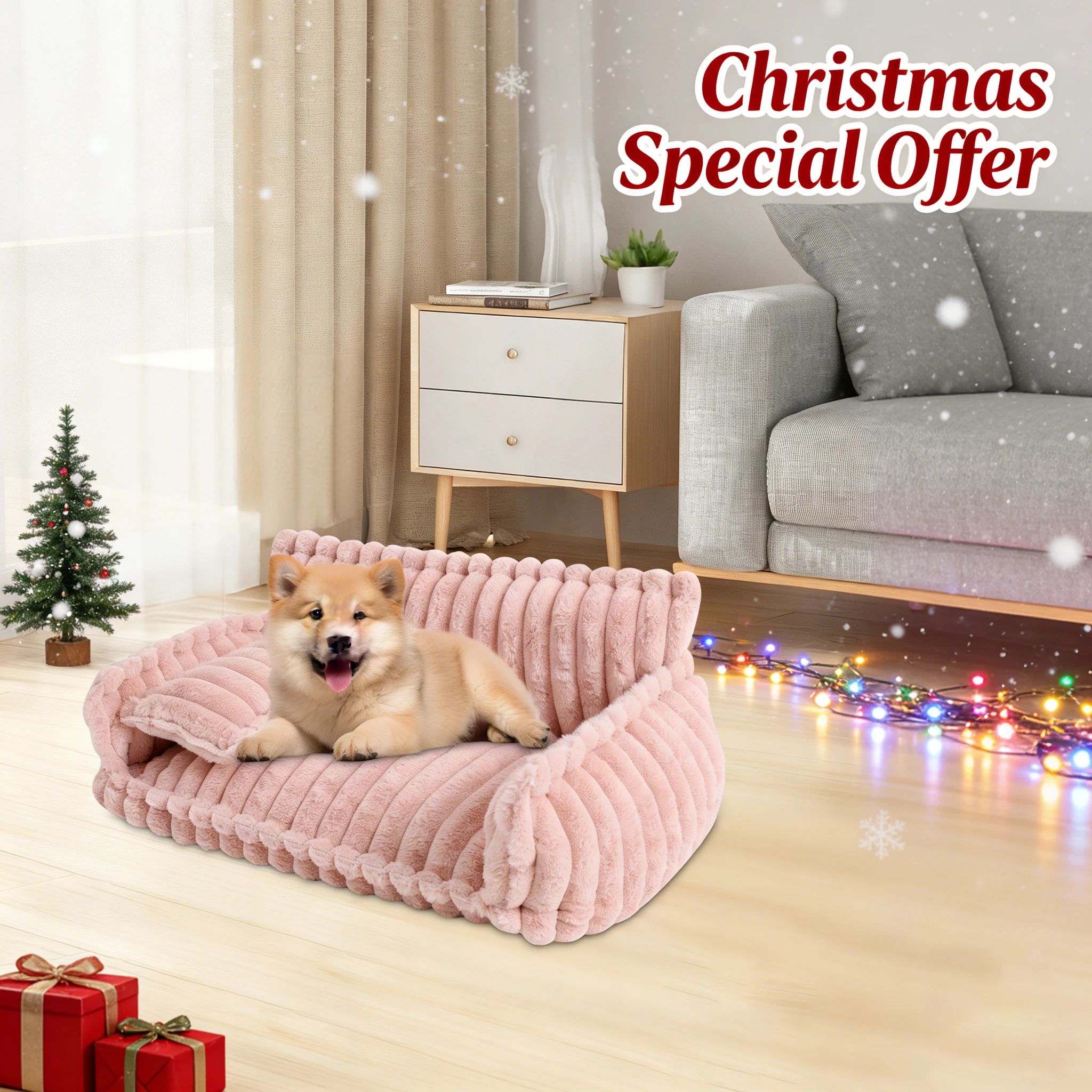 

Диван для домашних животных, Собачий домик, Большой плюшевый диван-кровать для домашних животных, Лежак для собак для маленьких и средних собак, Уютная мебель для домашних животных для гостиной, Рождество