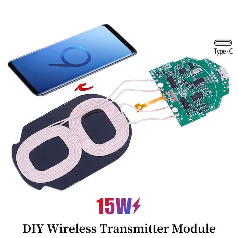 Transmitter Module Coil Circuit Board 15W Type-C Interface Fast Charging Wireless Charger PCBA DIY Phone Standard Accessories