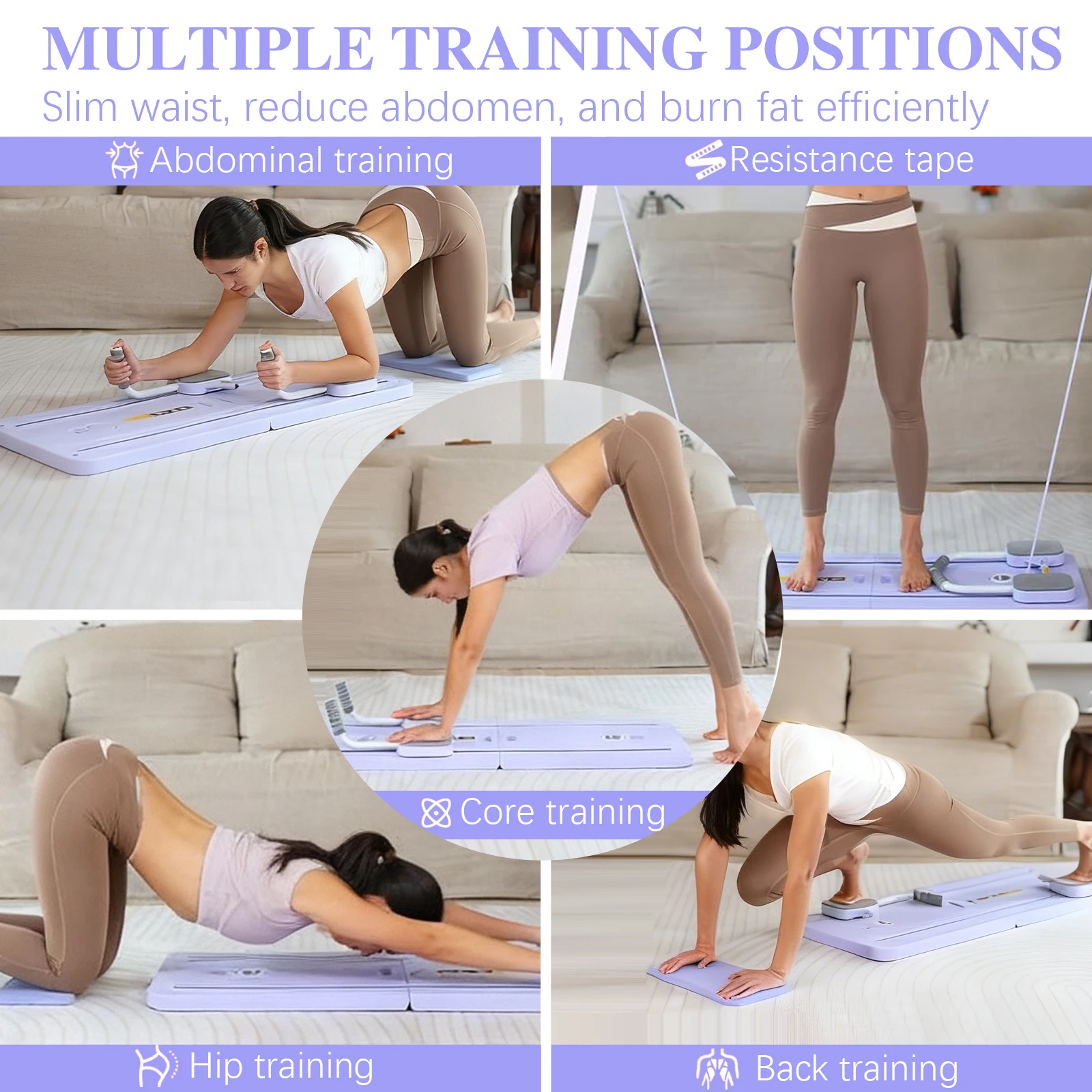 Banc de Pilates portable – Système à ressorts à rétraction automatique, équipement de gym complet pour la maison avec sangles de résistance élastiques