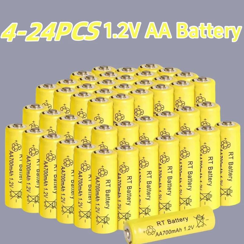 Skywolfeye 4-24 Pack AA Battery 700mAh Capacity Rechargeable Batteries 1.2V NiMH Batteries for Electronic Products Clocks Toys