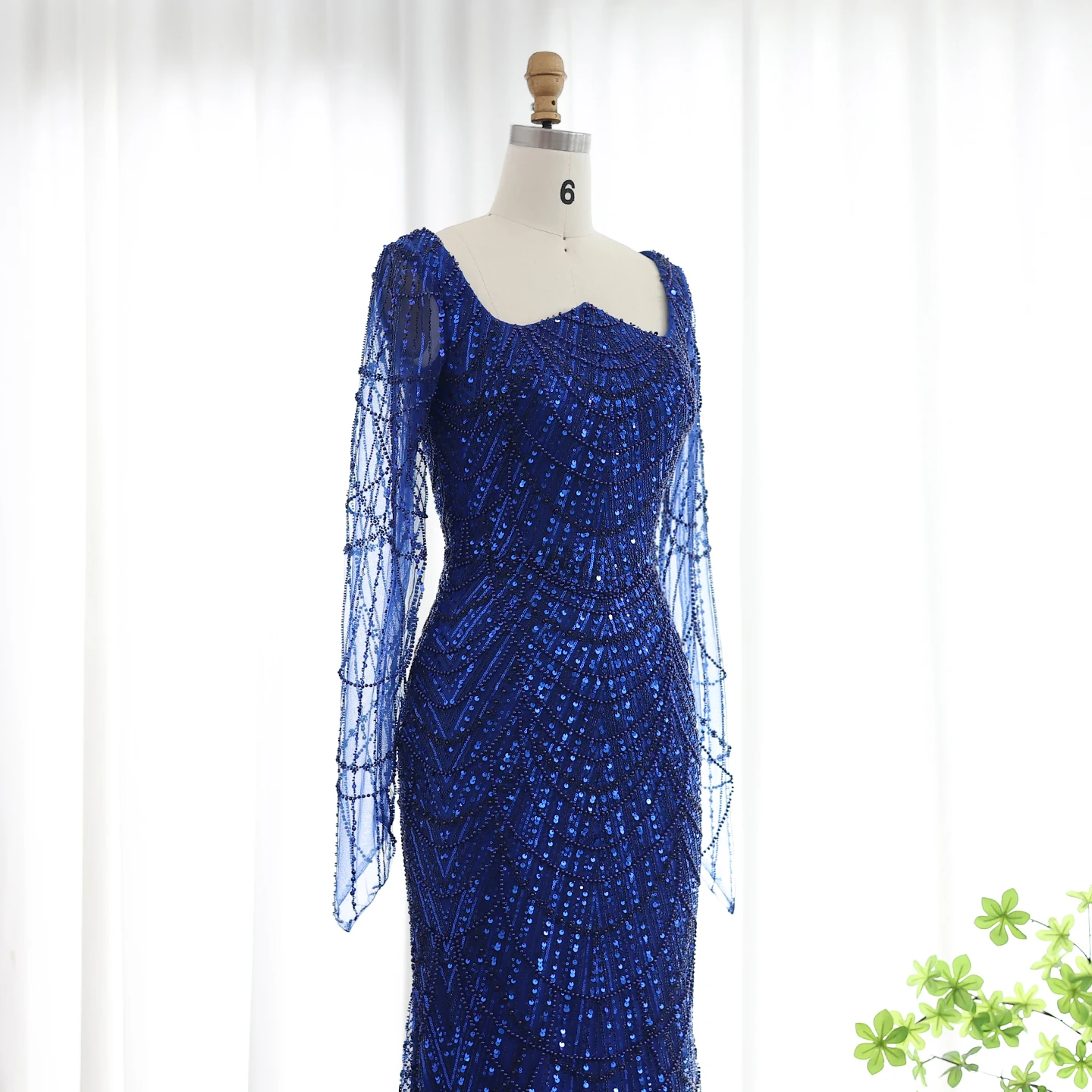 Sharon Said Elegantes schwarzes Meerjungfrau-Abendkleid mit langen Ärmeln, Königsblau, arabische Damen-Hochzeitsparty-Kleider SS686, individuell gestaltet