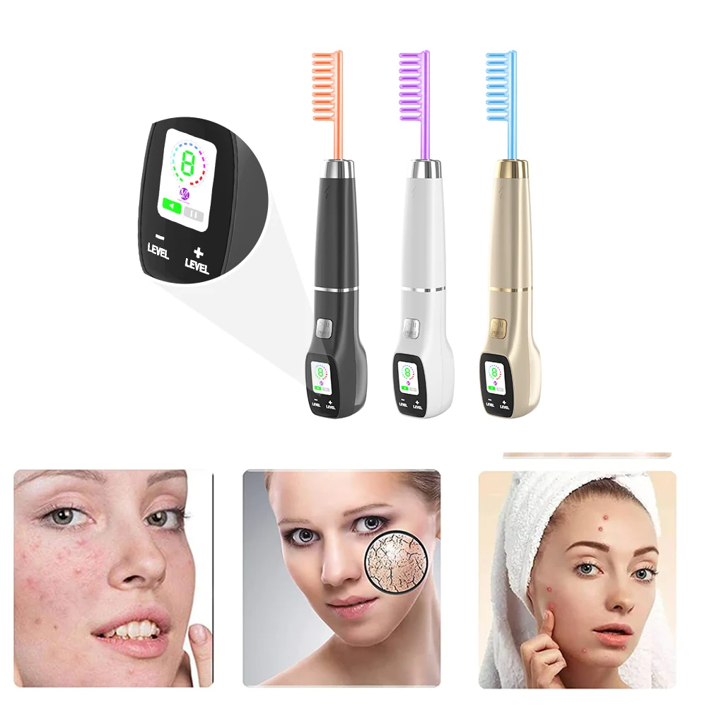 4 In 1 High Frequency Electrode Wand Electrotherapy Glass Tube Acne Spot Remover Facial Anti Wrinkle Skin Care Spa Beauty Device