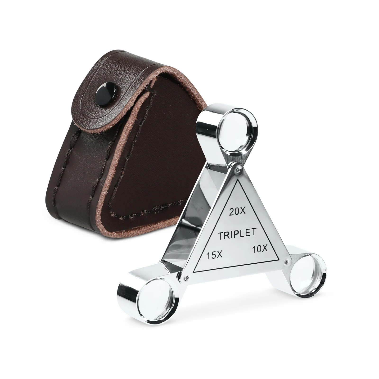 3-in-1 Triangular Gemological Loupe 10X 15X 20X Professional Achromatic Pocket Magnifier for Diamonds, Gemstones & Jewelry