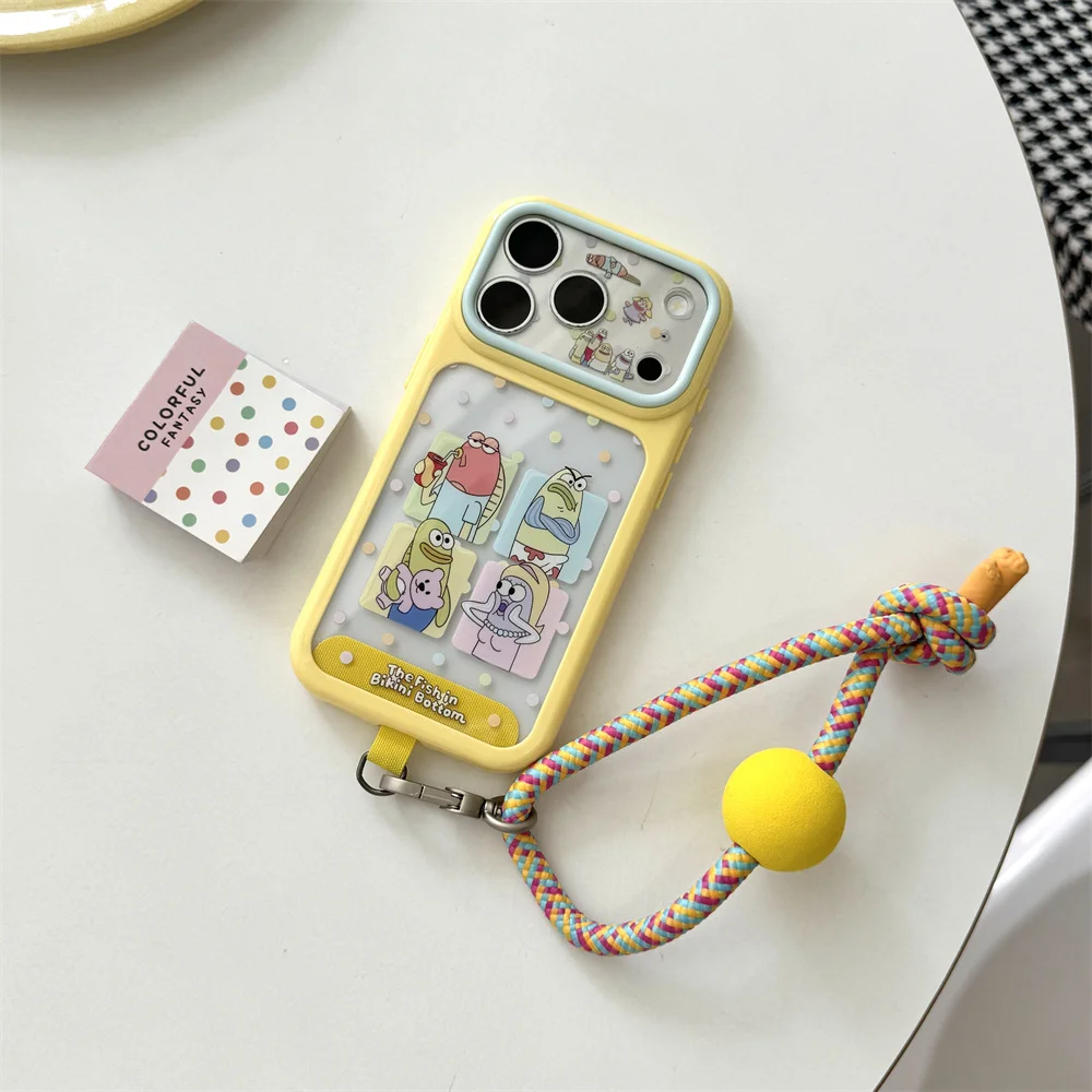 

Ins Polka Dot Funny Cartoon Phone Case for iPhone 16 Pro 15 16 17 15 Pro 17 Pro Max Cover With Hand Strap Cute Shockproof Funda