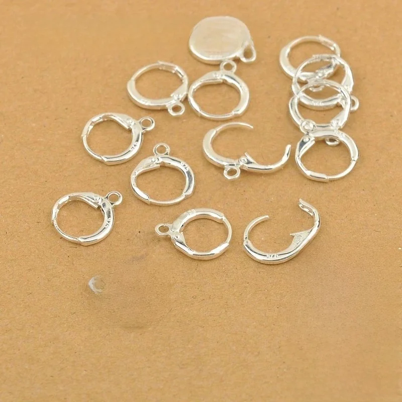 Niesamowite duży rabat moda biżuteria kolczyki ustalenia 20 sztuk (10 par) oryginalne 925 Sterling Silver ucha przewody 12MM cena fabryczna — zdjęcie 2