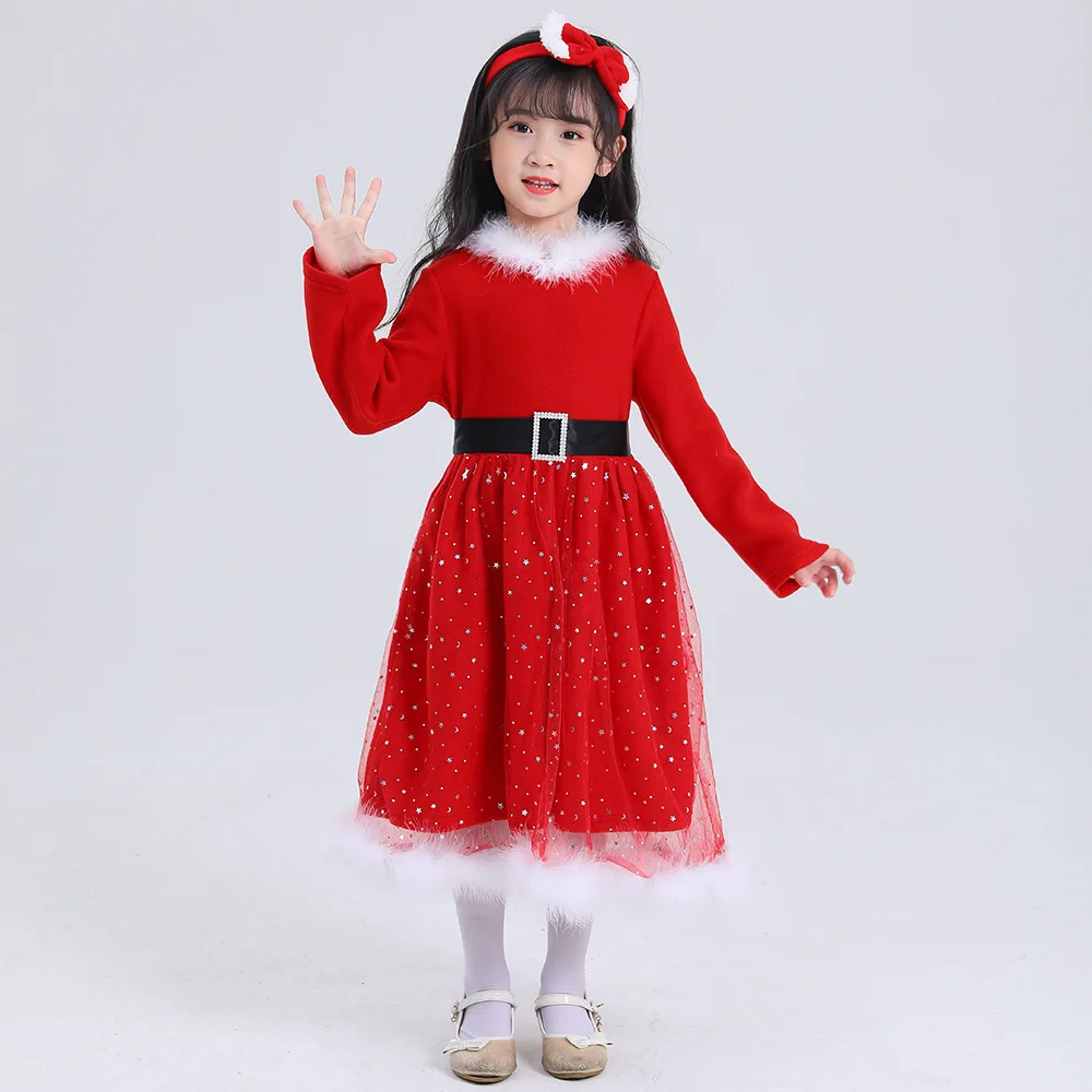 

Girls Mrs. Claus Costume Red Christmas Dress Xmas Festival Party Tutu Santa Dress for Baby Girl Santa Claus Costume