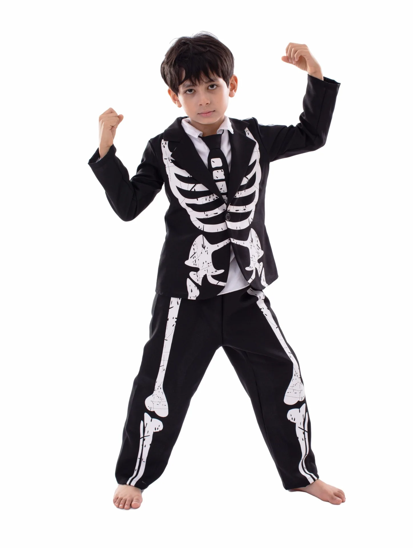 Kids Glow in The Dark Skeleton Costumes for Boys Halloween Fancy Dress Up White Vampire Costume Girls Skeleton Ghost Costume