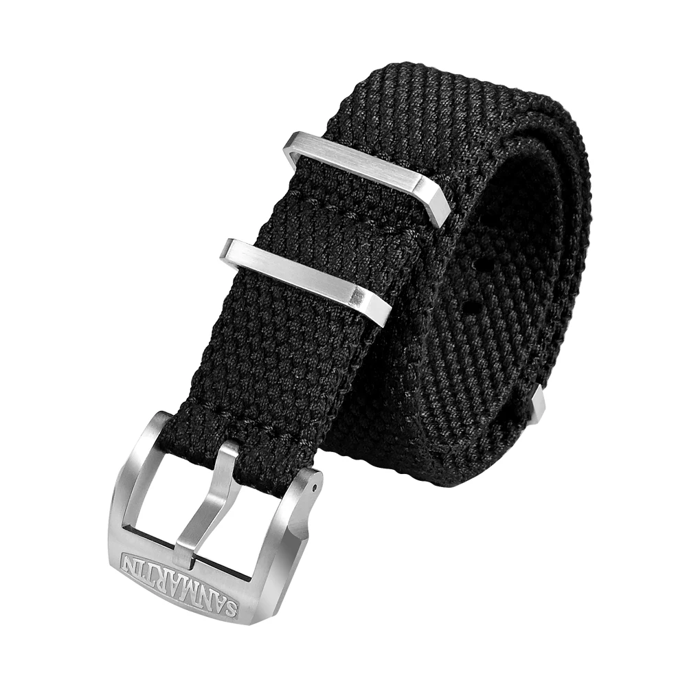 San Martin Flachsarmband, hochwertiger Militärstil, geeignet für 20 mm 22 mm Universal-Armband, 316L-Schnalle, Uhrenteile 7