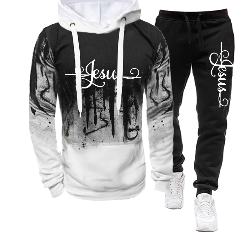 2023 Hot Sale Mens New Tracksuit Hoodies and Black Sweatpants High Quality Male Dialy Casual Sports Jogging Set Autumn Outfits