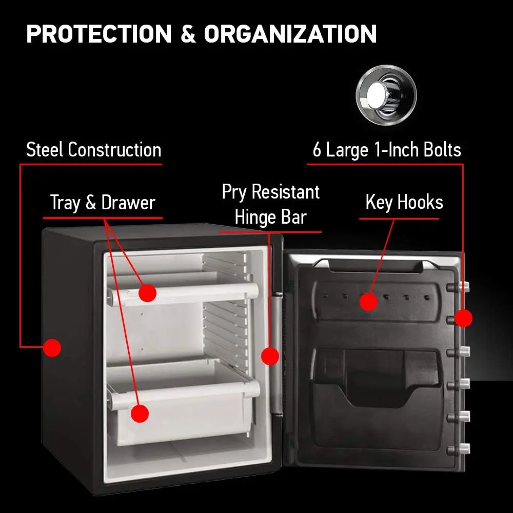 Medium Gray Fireproof Safe and Waterproof Safe Box with Dial Combination, Home Safe for Money, Documents, or other Valuables,