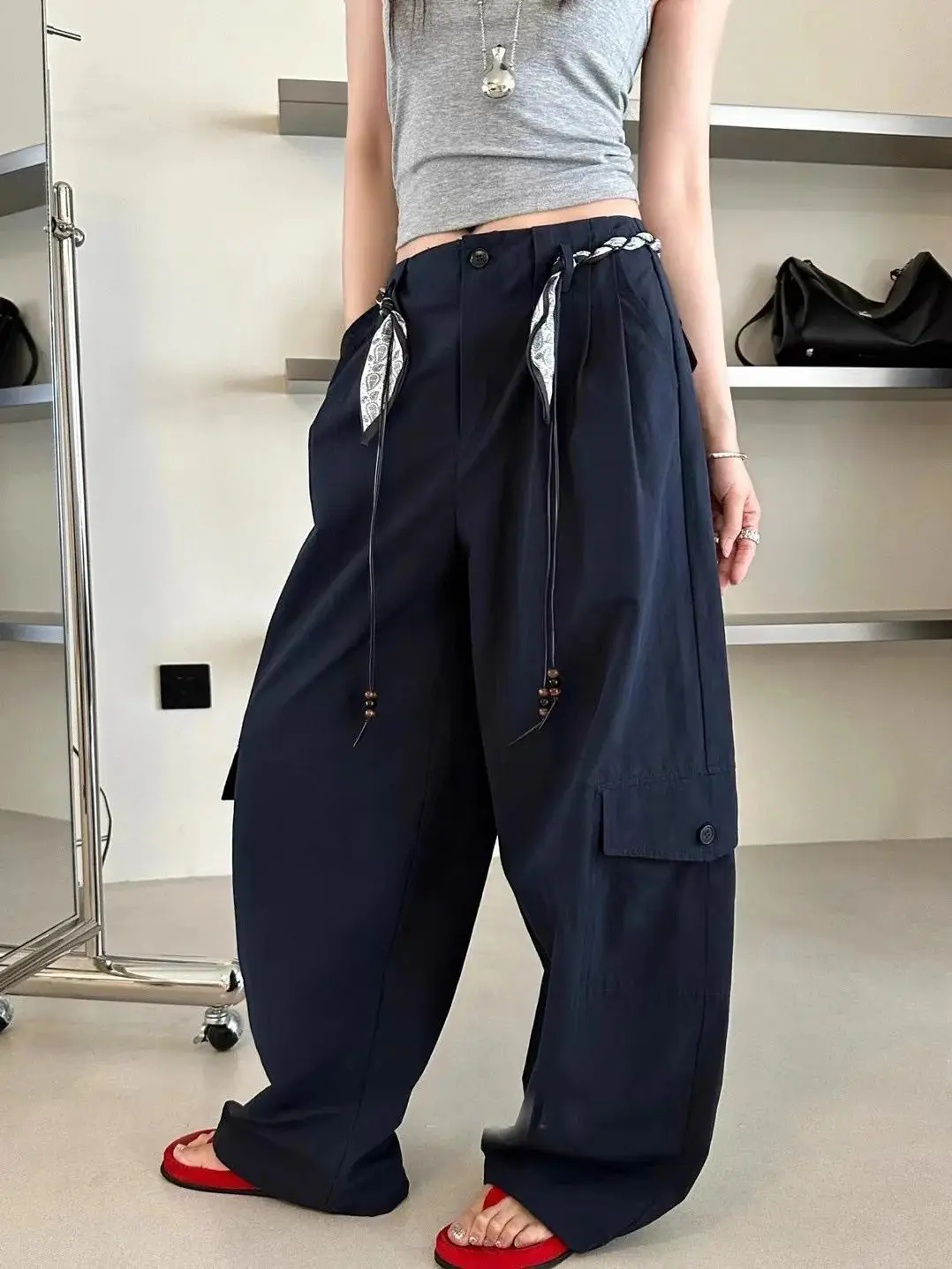 

Women's early autumn casual loose wide leg trousers