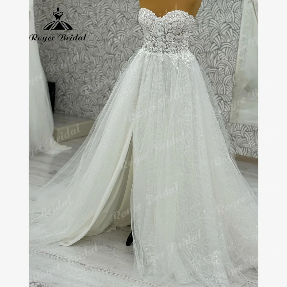 Romantic Off Shoulder Lace Split Side Off Shoulder Women Wedding Dress for Bride 2024 Wedding Party Gown trouwjurk abito sposa