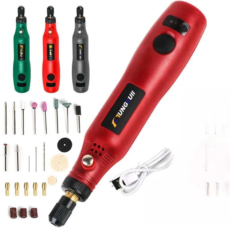 USB Cordless Mini Electric Drill Power Tools Multifuctional Grinder Grinding Accessories Set 3 Speed Engraving Pen For Dremel