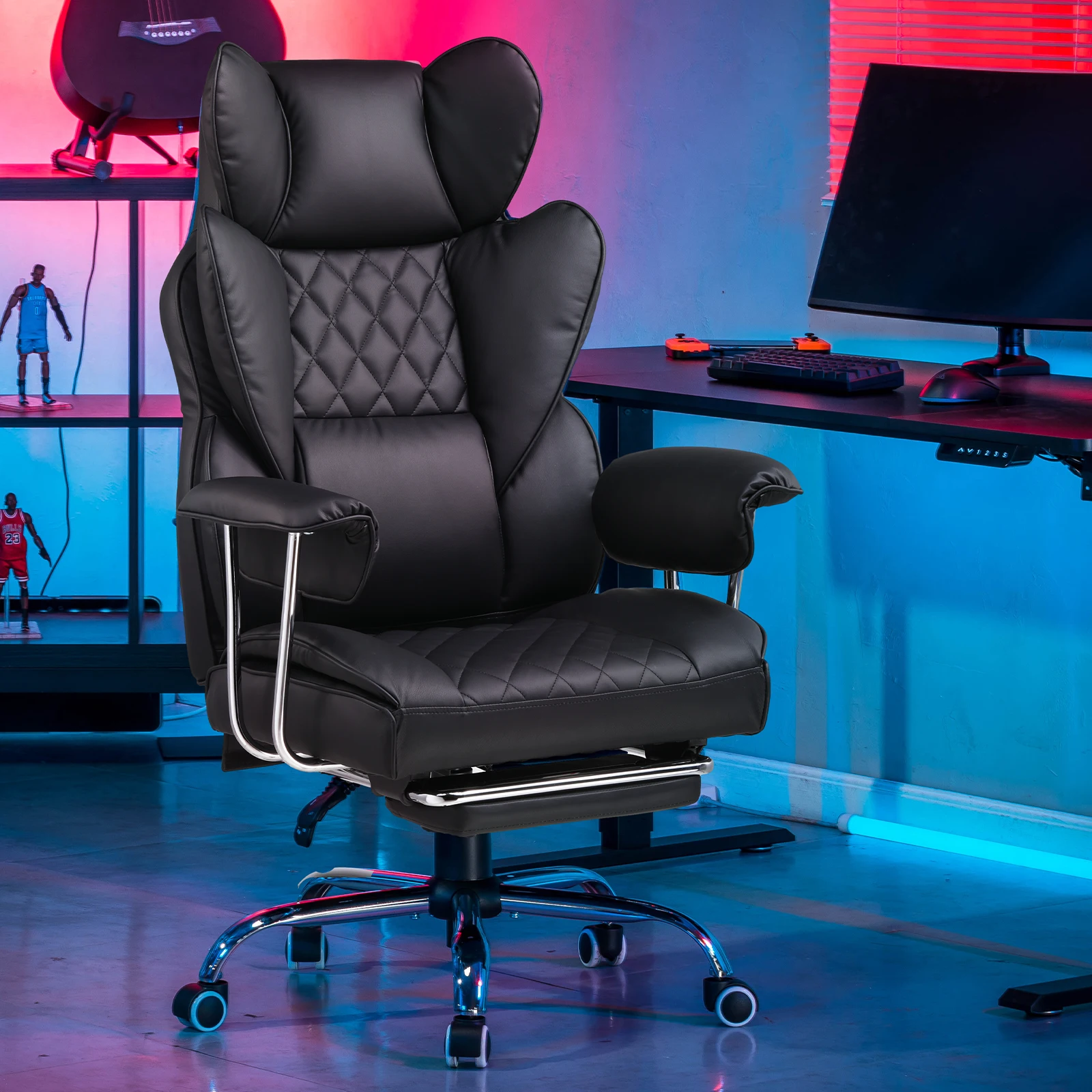 GTPLAYER Gaming Chair Executive Office Desk Chair Ergonomic Computer Chair with Footrest Heavy Duty High Back Lumbar Support