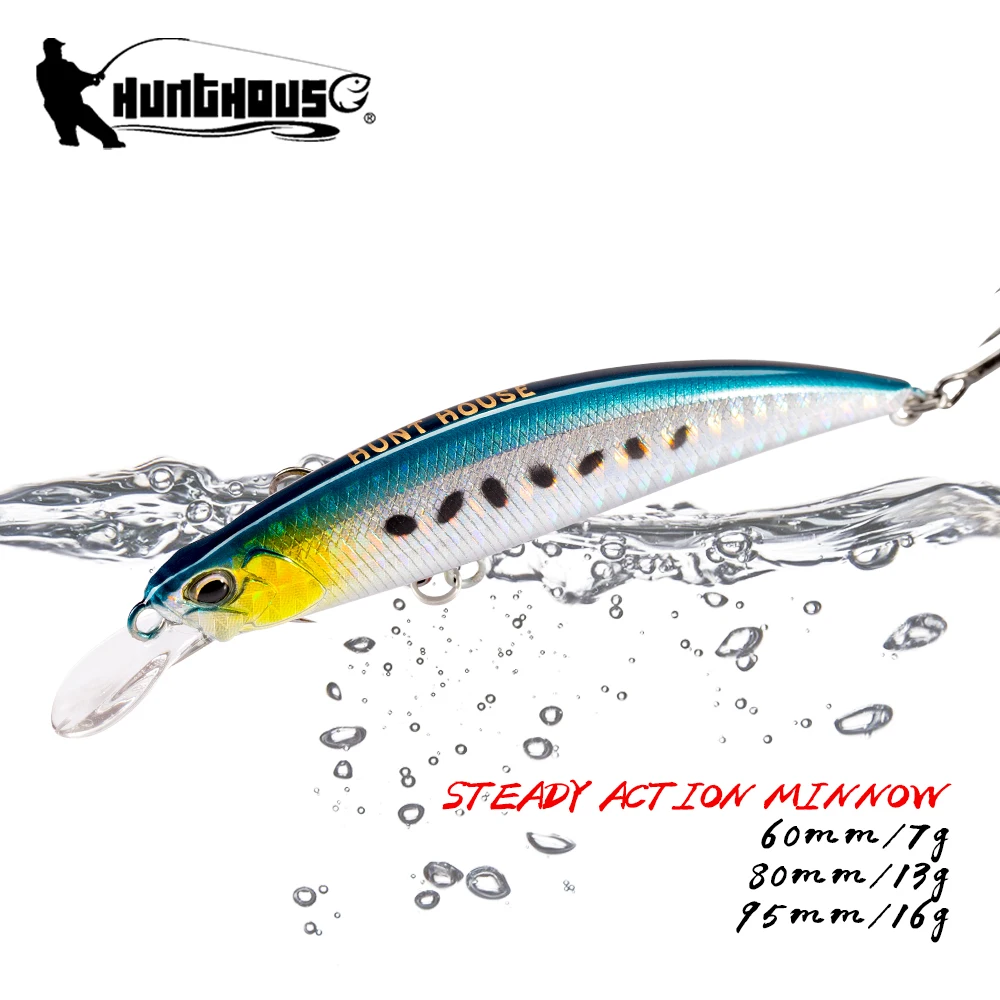 

Hunthouse Sinking Minnow Fishing Lure 60mm/7g 80mm/13g 95mm/16g Swimbait Tune Jerkbait Hard Bait Wobblers Bass Perch Fish Tackle