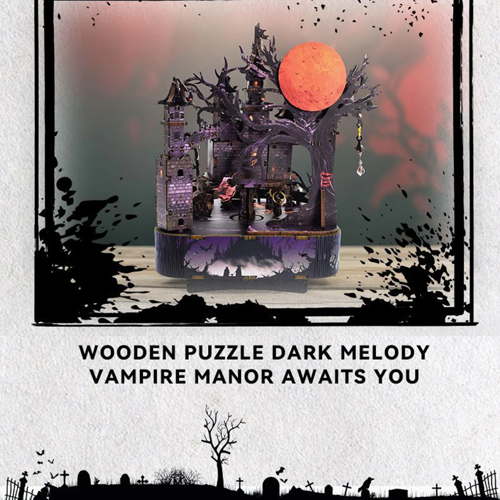 Vampire Manor Dynamic Music Box Handmade DIY Rotating Music Box Jigsaw Puzzle