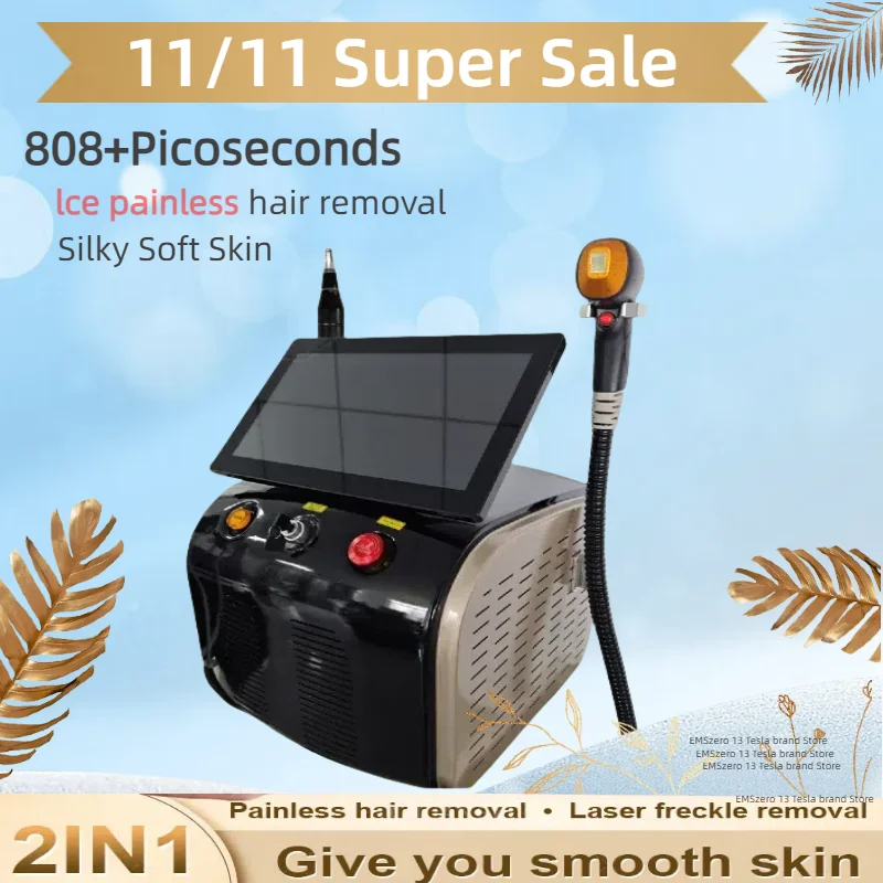 2in1 Diode laser Pico-second 808NM Hair Removal Machine with 3 Wavelength Tattoo Removal Epilator equipment 755nm 808nm 1064nm