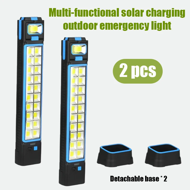 

2pcs multifunctional solar portable emergency lighting lamps, can be hung, detachable base, lighting modes and angles adjustable