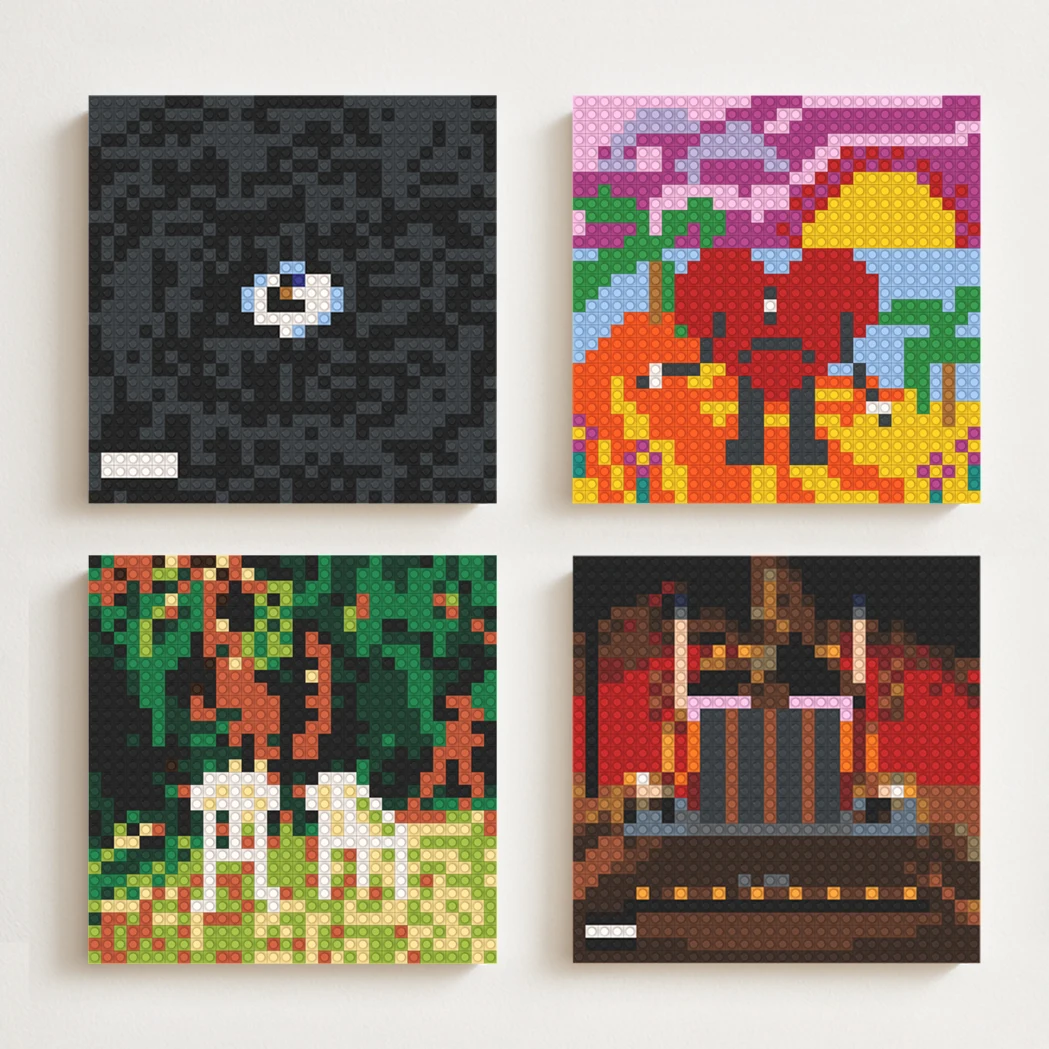 

Конструктор B-Bad Bunny: Обложка альбома латиноамериканского трэп-исполнителя из Пуэрто-Рико, пиксельная мозаика, картина из кирпичиков, DIY декор для стен