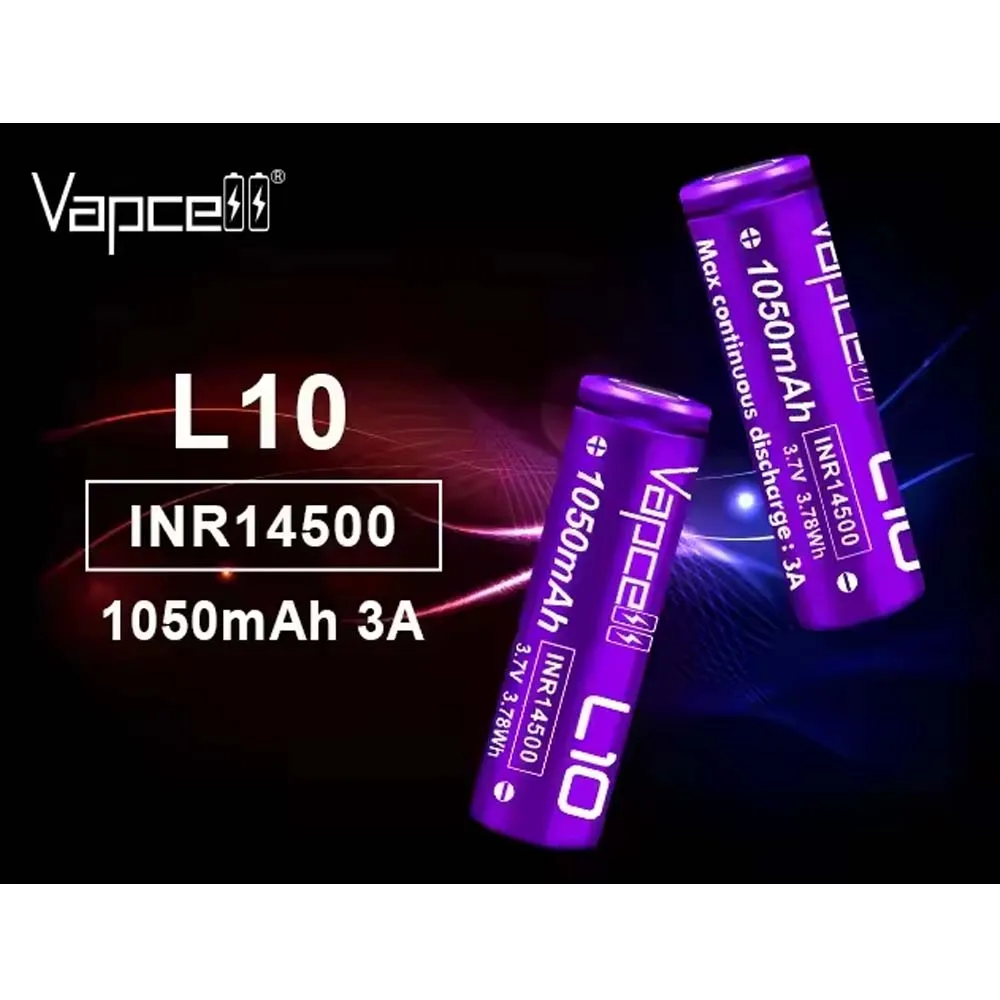 1-12pcs Original Vapcell L10 INR14500 1050mAh 3A 3.7V Battery Rechargable Lithium 14500 Battery For Flashlight VS Vapcell H10