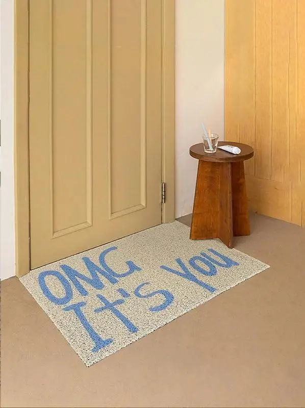 Creative Funny Text Doormat PVC Wire Loop Entrance Mat Non-Slip Waterproof Kitchen Rug Indoor Outdoor Hallway Floor Carpet