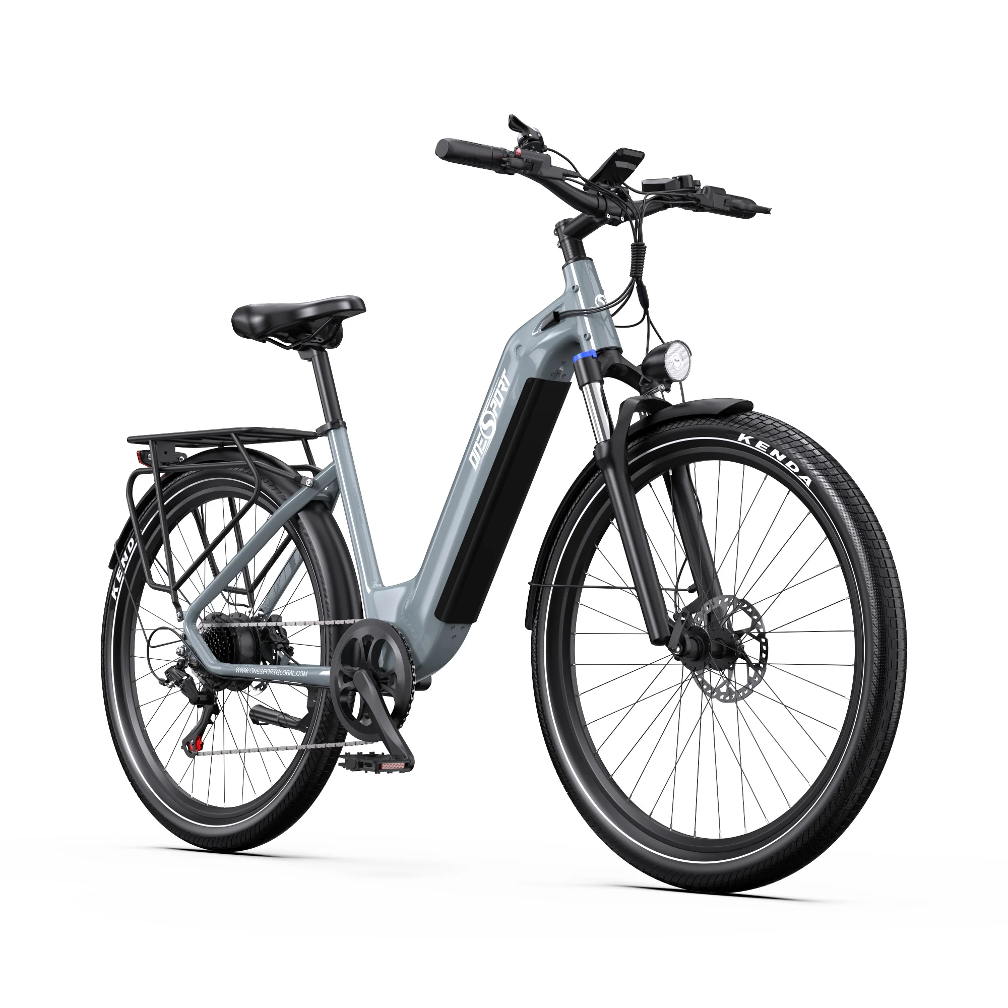 Bicicleta Eléctrica Urbana Onesport OT05 de 27.5 Pulgadas, Batería de Litio de 36V 18.2Ah, Motor de 250W en el Buje Trasero, Pantalla LCD, Frenos Hidráulicos