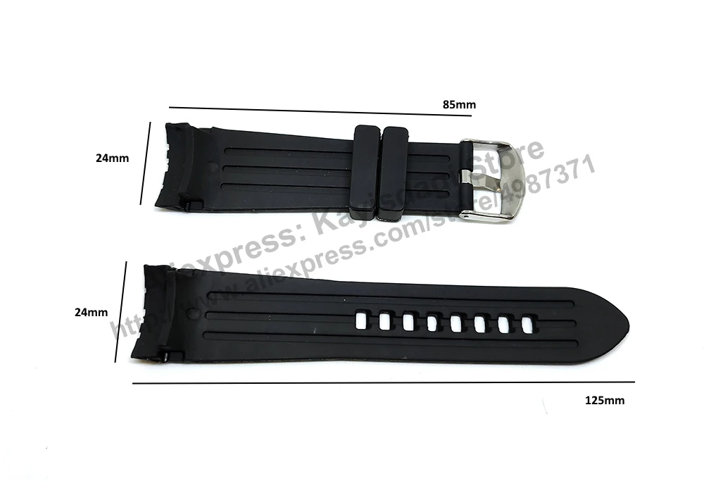 24mm Black Rubber Tire Pattern Watch Band / Strap Compatible Graham Silverstone