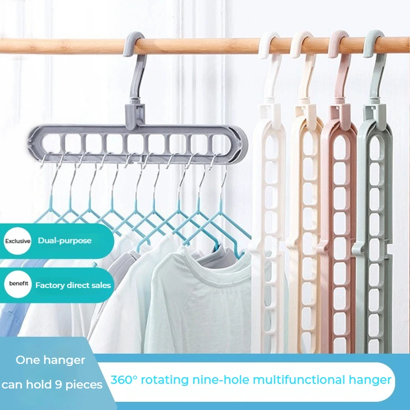 9-hole hanger 360° rotating folding hanger space-saving storage rack clothes and pants storage durable home dormitory