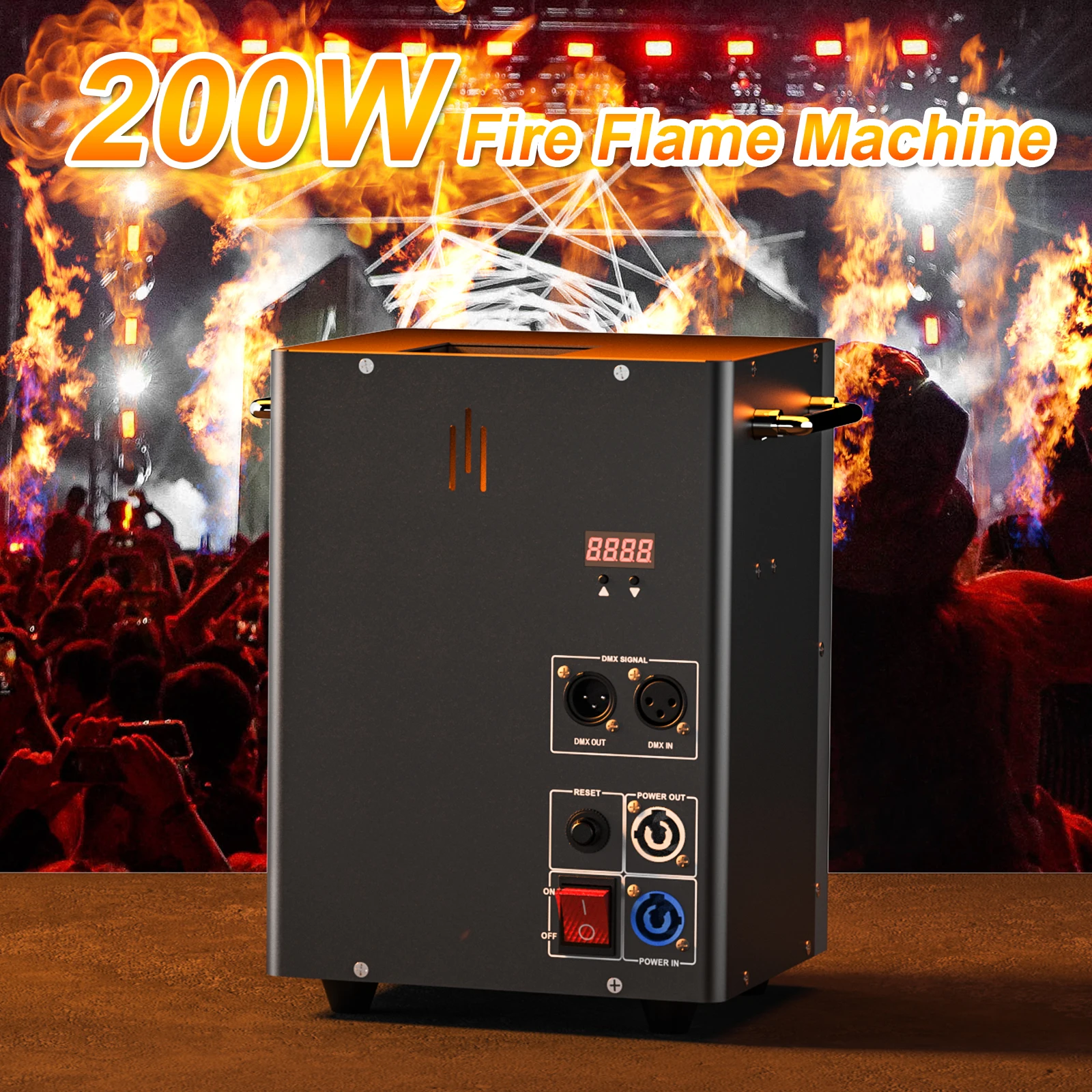 200W New Single-head Flame Thrower Stage Bar DMX512 Flame Thrower Outdoor Performance Real Flame Machine For DJ Party Banquet