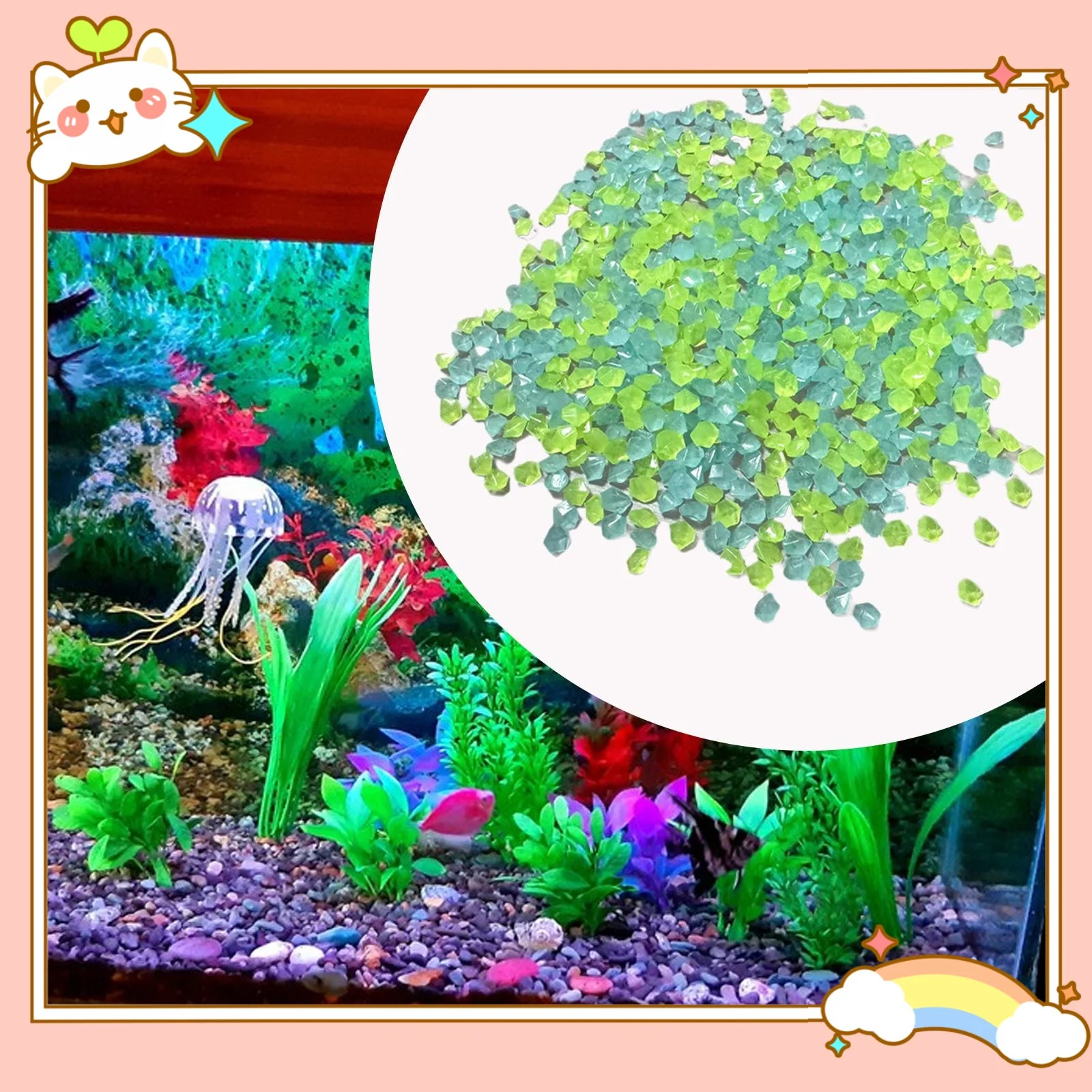 Aquarium Planted Sand - 3-5mm Glow in A Dark Pebbles